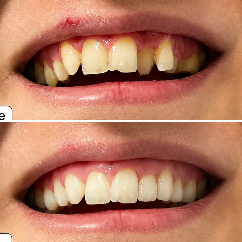 Case 05 before and after dental treatment