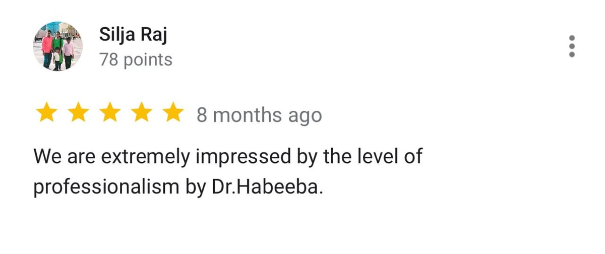 Silja Raj five-star Dr. Habeeba review screenshot